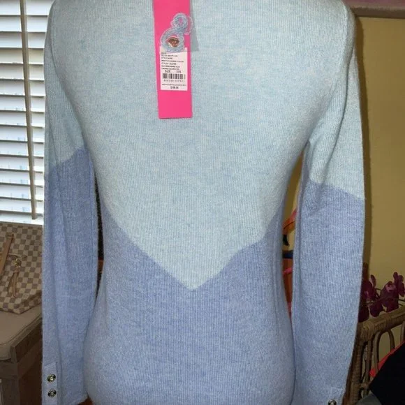 Lilly Pulitzer NWT Brigitte Cashmere Sweater Heathered Bennett Blue Size XXS - Picture 2 of 9